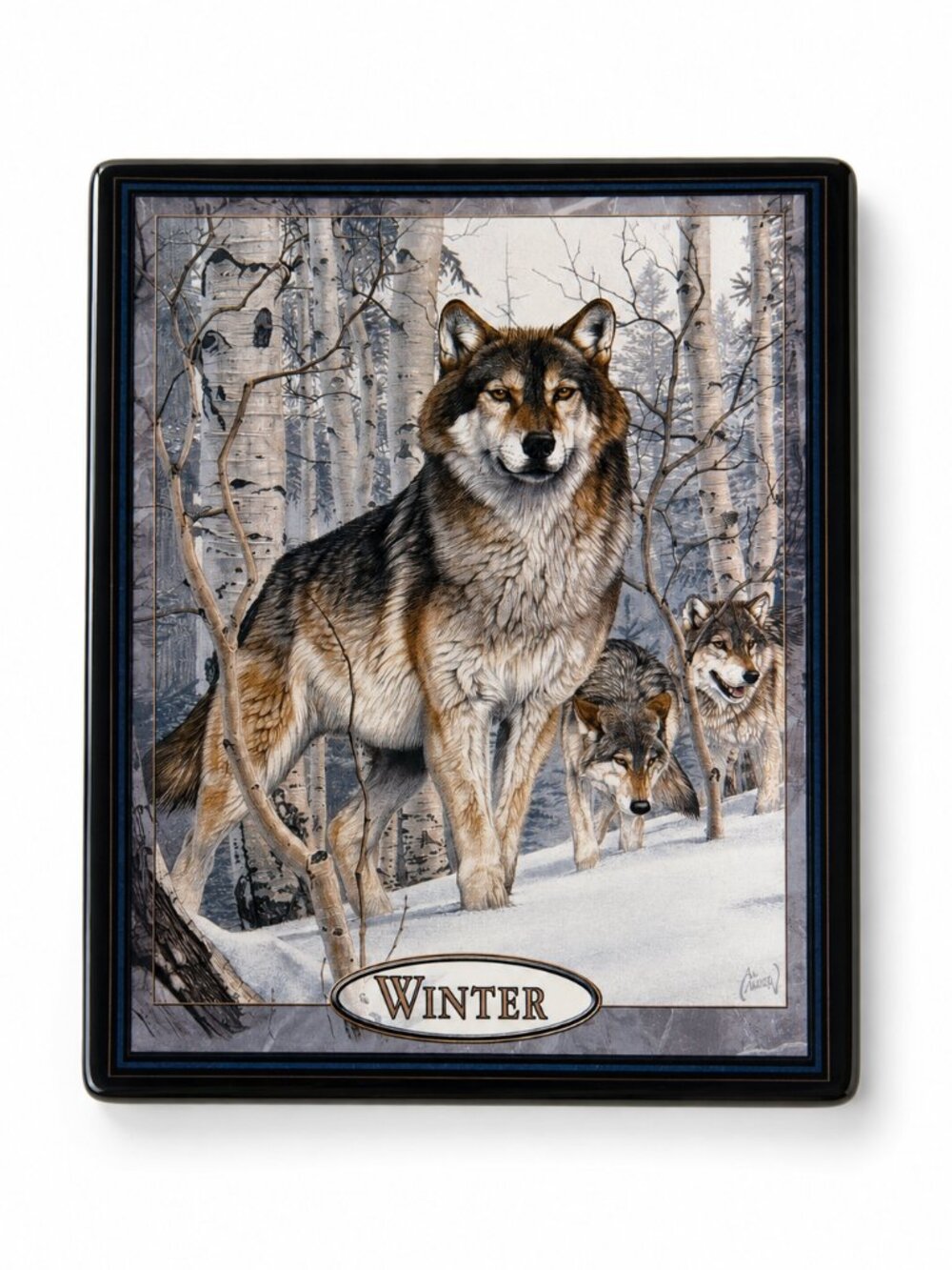 Bradford Exchange Seasons of the Wolf “Winter” Ceramic Collector Plate 9” x 7”